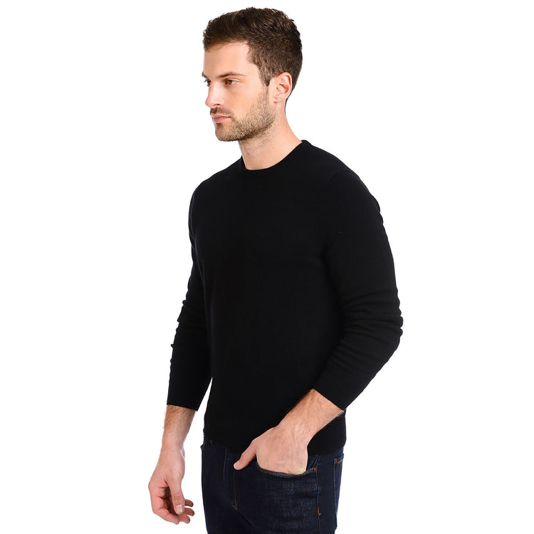 Men wearing Black Classic Cashmere Crew Bergen Sweater