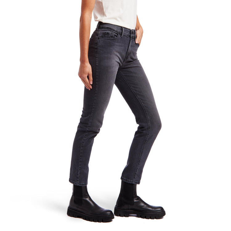 Women wearing Bleu Graphite High Rise Mom Allen Jeans
