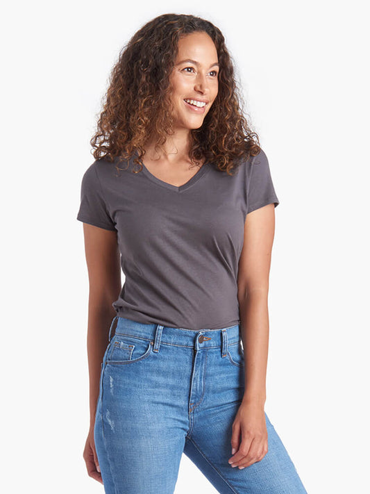 Fitted V-Neck Marcy Tee Noche Gray V-Neck tees