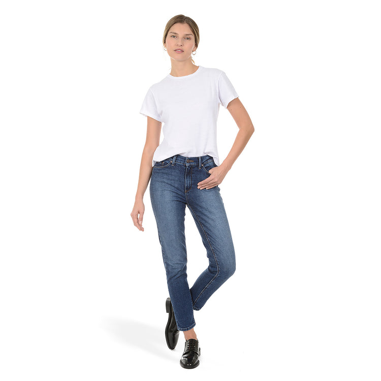 Women wearing Azul oscuro/medio Mom Ridge Jeans