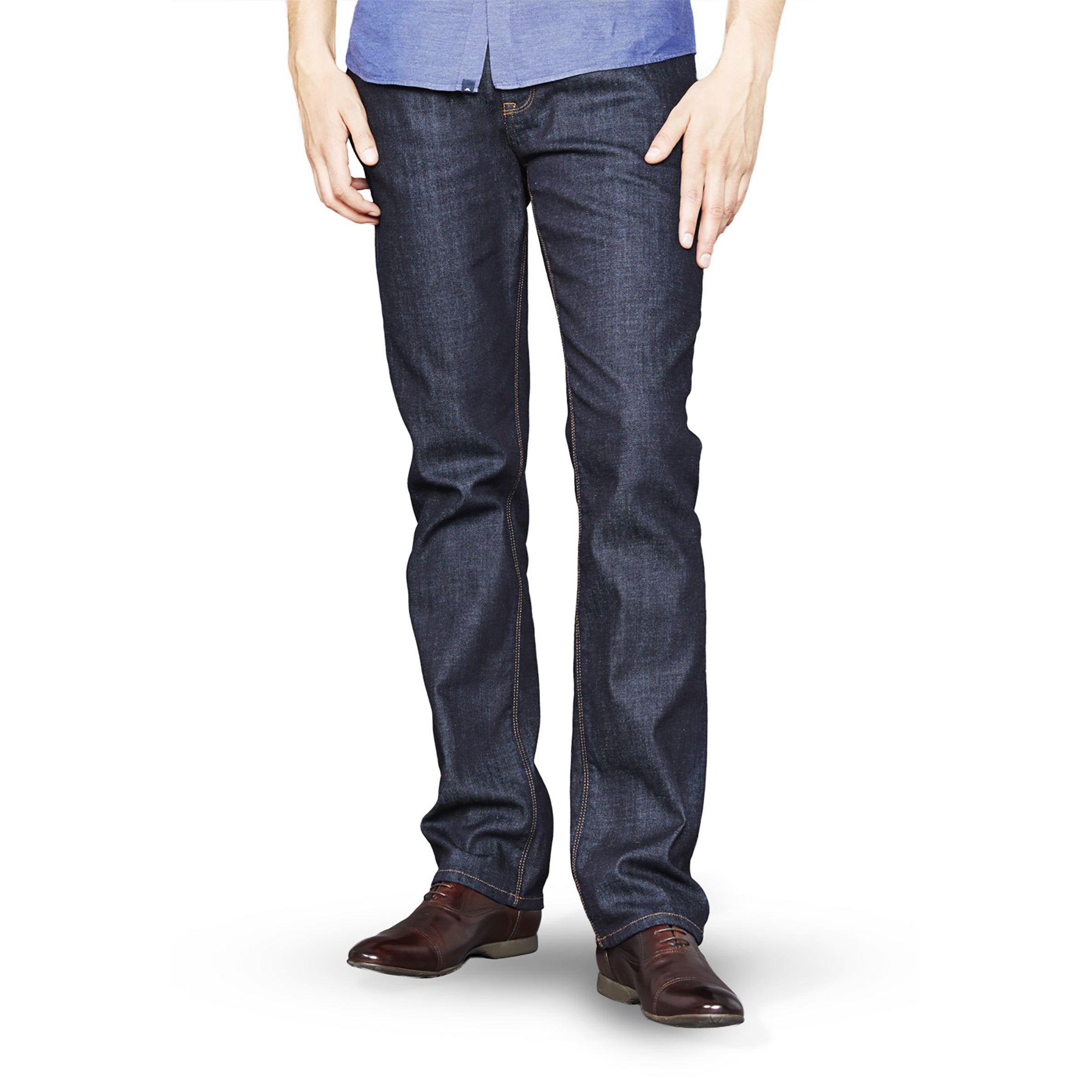 Men wearing Dark Blue Straight Mosco Jeans