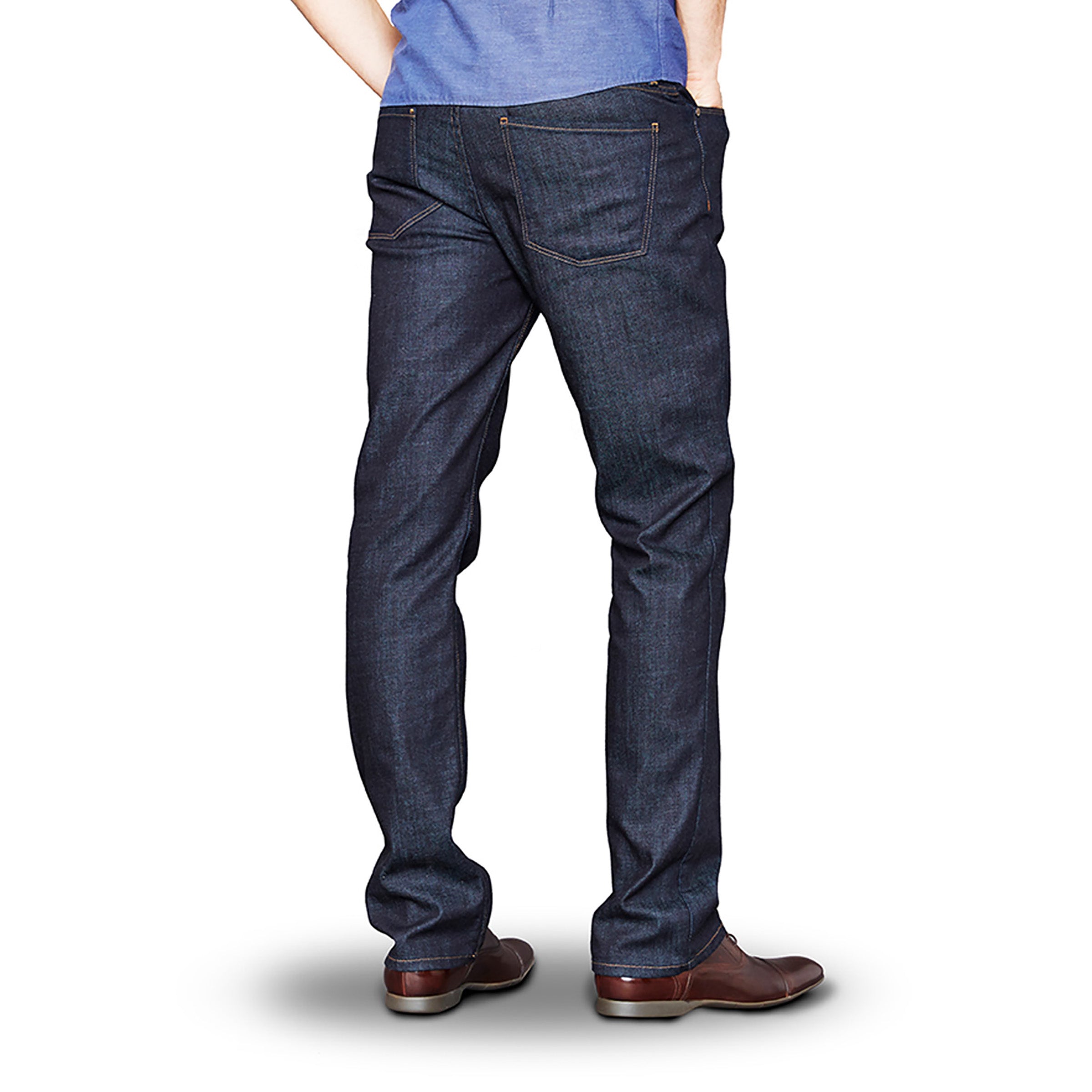 Men wearing Dark Blue Straight Mosco Jeans