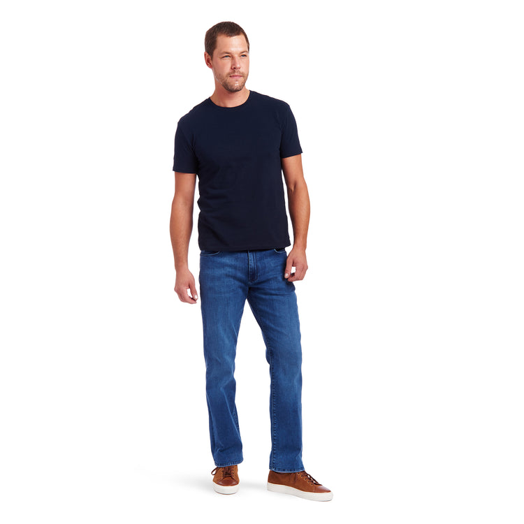 Men wearing Medium Blue Straight Staple Jeans
